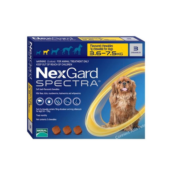 Nexgard Spectra antiparasitario 3.5 kgs a 7.5 kgs 3 Comprimidos