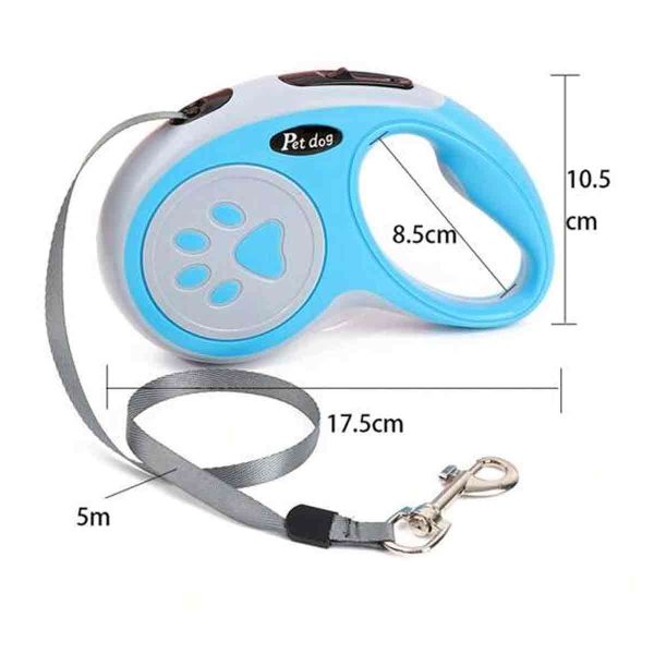 correa retractil 5 metros azul y gris