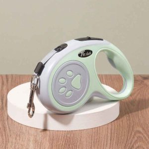 correa retractil 5 metros verde y gris