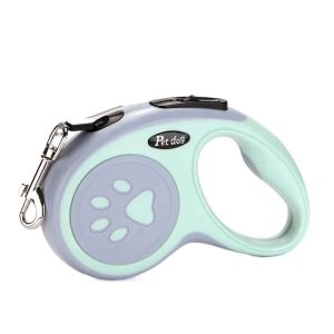 correa retractil 5 metros verde y gris