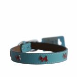 Collar Cuero diseño Schnauzer celeste