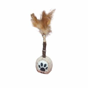 Juguete Gato Pelota Rústica huella con Pluma
