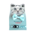 collar y corbatin de moño celeste gato