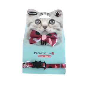 collar y corbatin de moño militar rojo gato