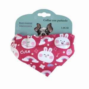 collar pañuelo Rosa con conejitos