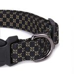 PG Collar Trailla Negro diseño Flor