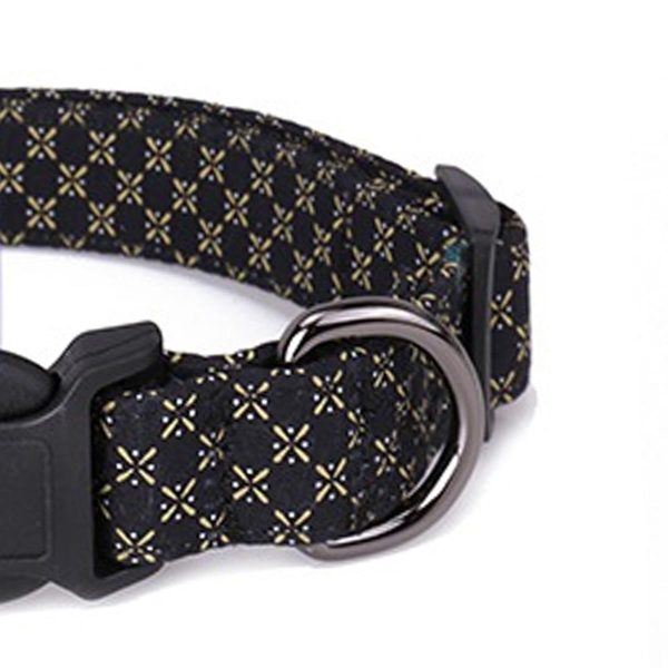 PG Collar Trailla Negro diseño Flor