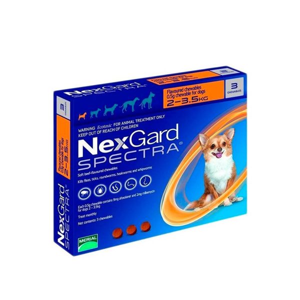 Nexgard Spectra antiparasitario 2 kgs a 3.5 kgs 3 Comprimidos