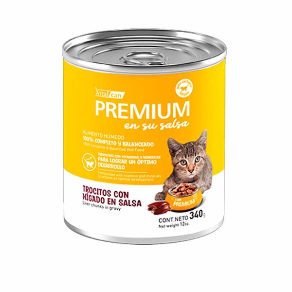 Premium Lata Gatitos Trocitos con Hígado en Salsa