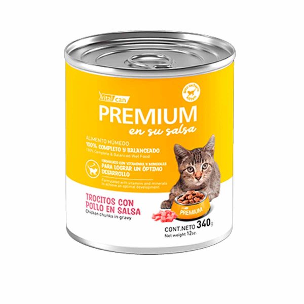 Premium Lata Gatitos Trocitos con Pollo en Salsa