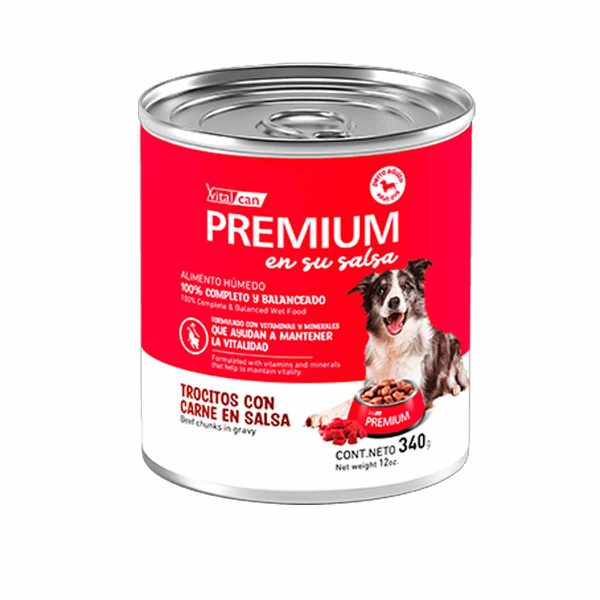 Premium Lata Perro Adulto Trocitos con Carne en Salsa