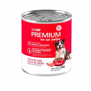 Premium Lata Perro Adulto Trocitos con Pollo en Salsa