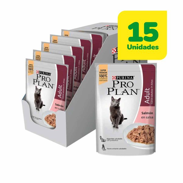 15 Unidades Pro Plan Sachet Gato Adulto Salmón 85 grs
