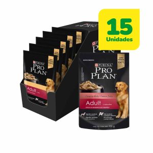 15 Unidades Pro Plan Sachet Adulto Carne en Salsa 100 grs
