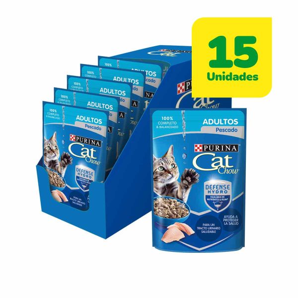 15 Unidades Cat Chow Sachet Adulto Pescado 85 grs