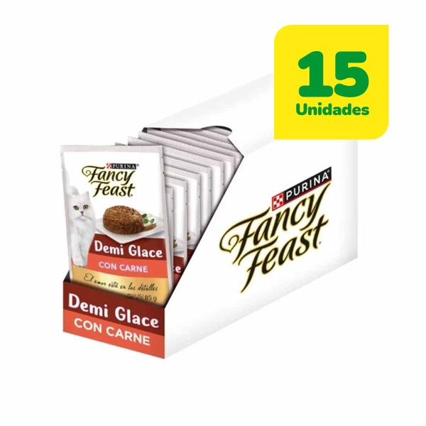 15 Unidades Fancy Feast Sachet Demi glace Carne 85 Grs
