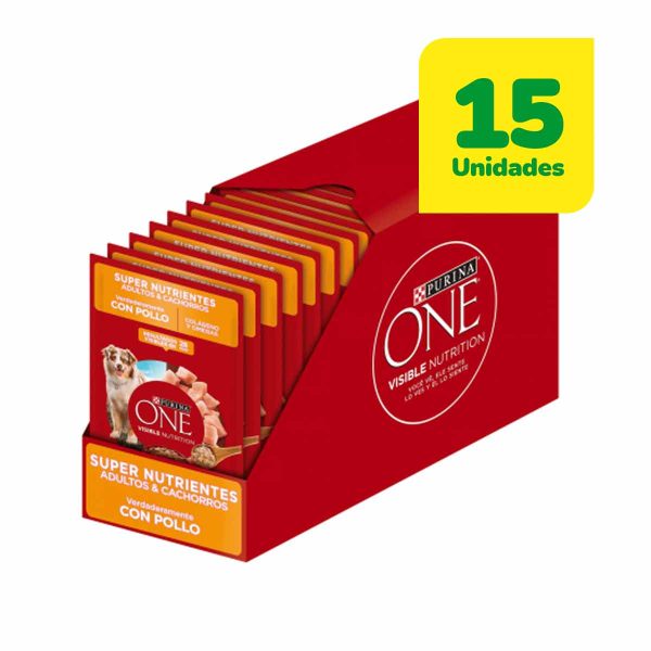 15 Unidades One Perro Super Nutrientes con Pollo 85 Grs