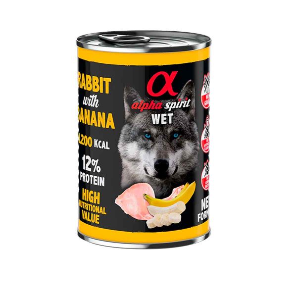 Alpha Spirit Lata Perro Conejo con Plátano