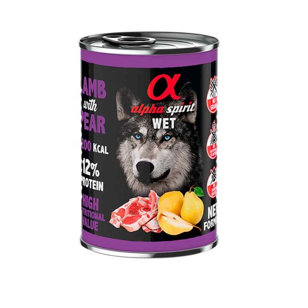 Alpha Spirit Lata Perro Cordero con Pera