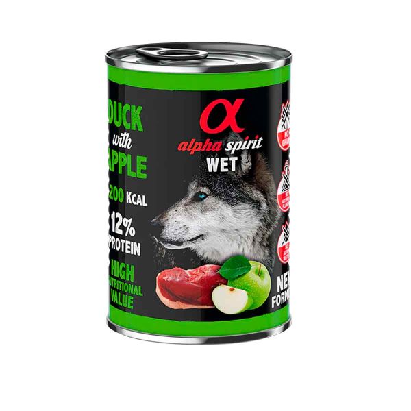 Alpha Spirit Lata Perro Pato con Manzana Verde