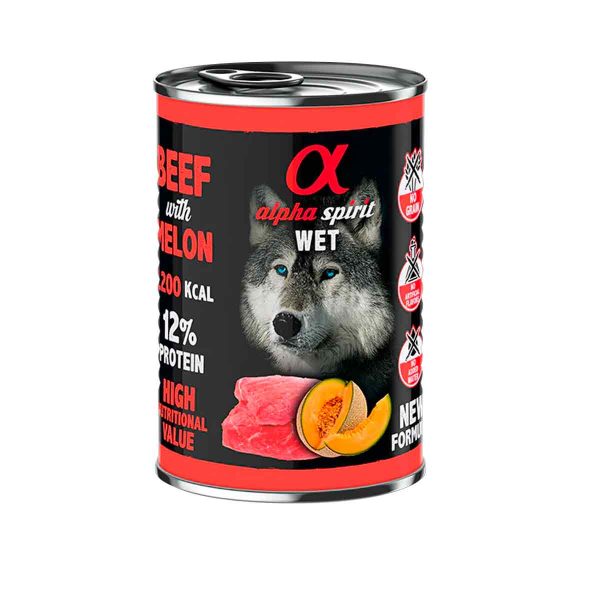 Alpha Spirit Lata Perro Ternera con Melón