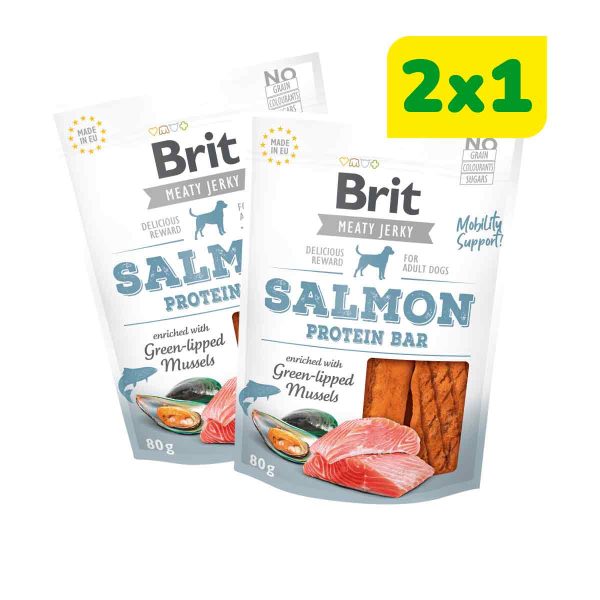 2x1 Brit Meaty Jerky Snack Salmón Protein Bar 80 Grs