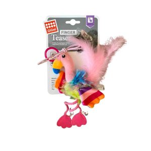 Peluche Gigwi Pajaro Finger Teaser Ring Catnip Rosada/Azul