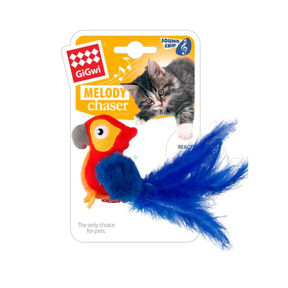 JUGUETE-MELODY-CHASER-ACTIVATE-SOUND-LORO-1PZ Juguete Gigwi Melody Chaser Loro con Sonido