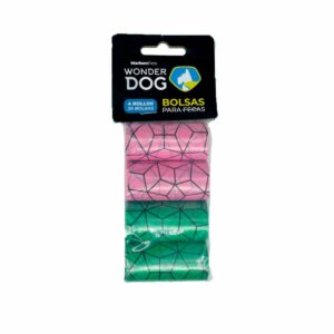 Wonder Dog Bolsa para Fecas Rosa/Verde Diseño Lineas
