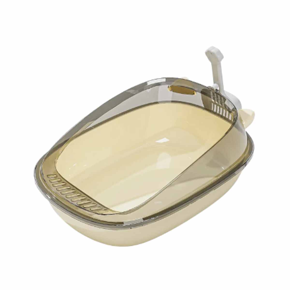 Arenero-Antisalpicaduras-amarillo-con-Borde-de-Orejas Arenero Antisalpicaduras Beige con Borde de Orejas - Imagen 1