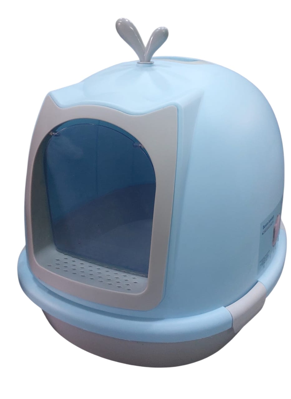azul 1 BAÑO CERRADO PARA GATOS BALLENA CELESTE ANTI-OLOR Y SALPICADURAS XXL - Imagen 1